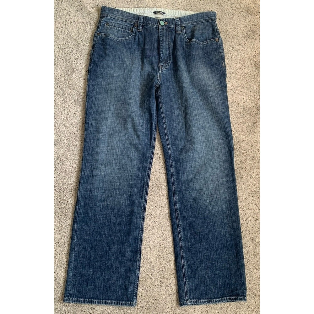Nat Nast Luxury Mens Denim Jeans‎ 35x32 Straight Leg Stitched Tinted Raw Wash
